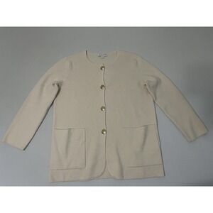 J Crew GISELLE Cardigan‎ Sweater Blazer Women XS Ivory Merino Wool Blend Knit